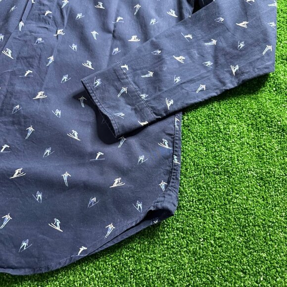 American Eagle Long Sleeve Button Down Seriously Soft Blue Skier Shirt Size S - Picture 9 of 11